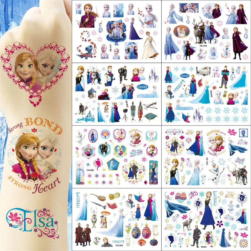 Disney Anime Frozen Elsa Tattoo Stickers Kawaii Disney Princess Anna Stickers