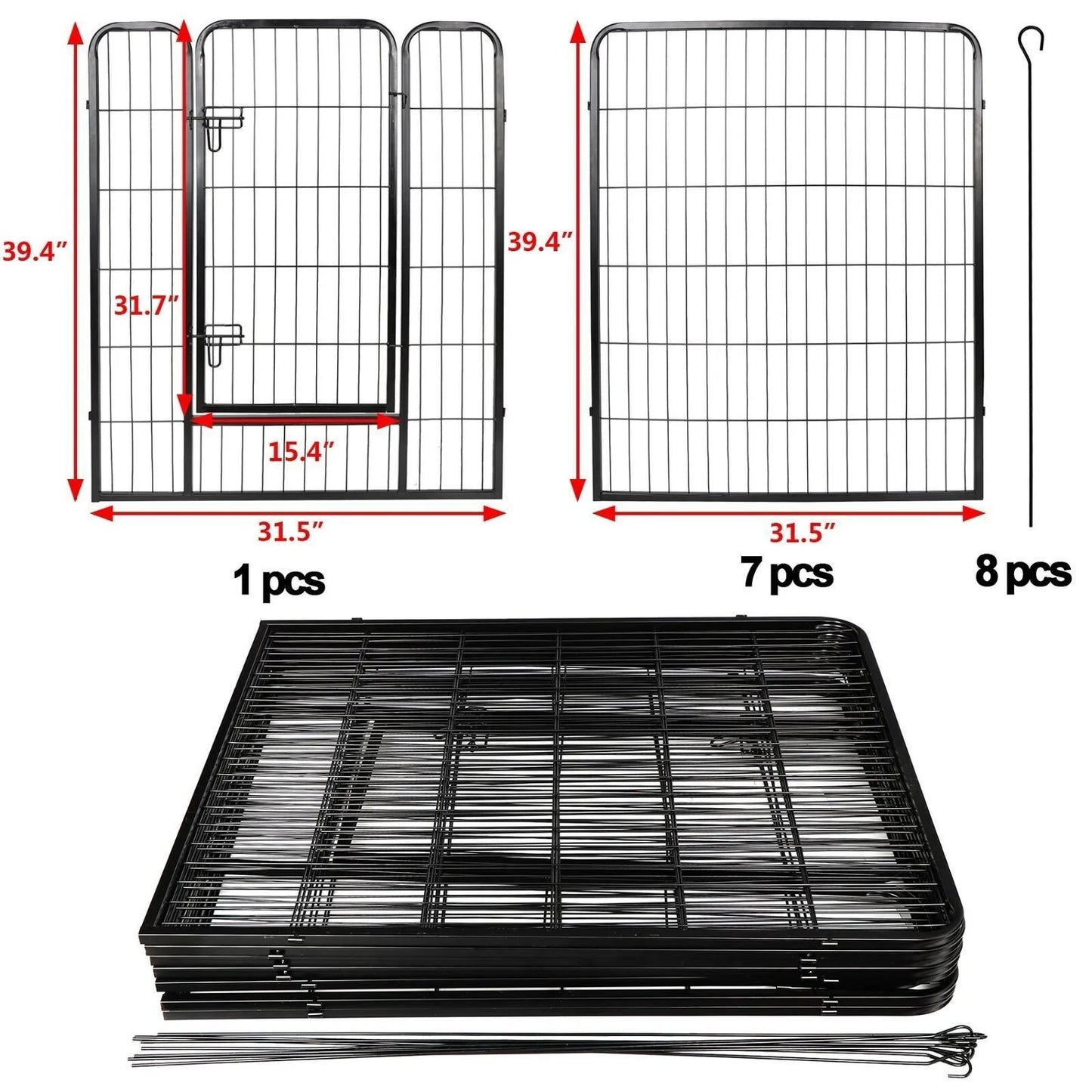 US Foldable 8 Panels 40'' Height for Large Dog Playpen