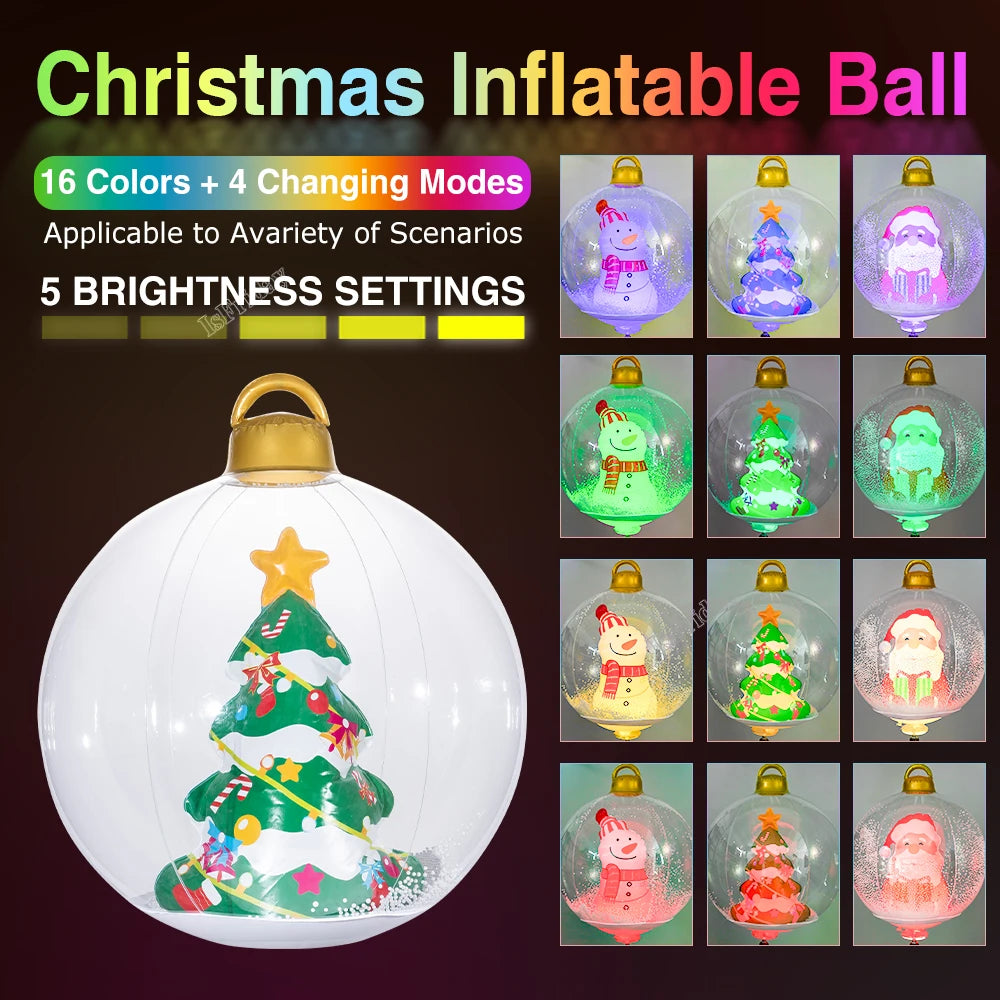 60cm Giant Luminous Inflatable Christmas Balls With Lights Pvc Outdoor