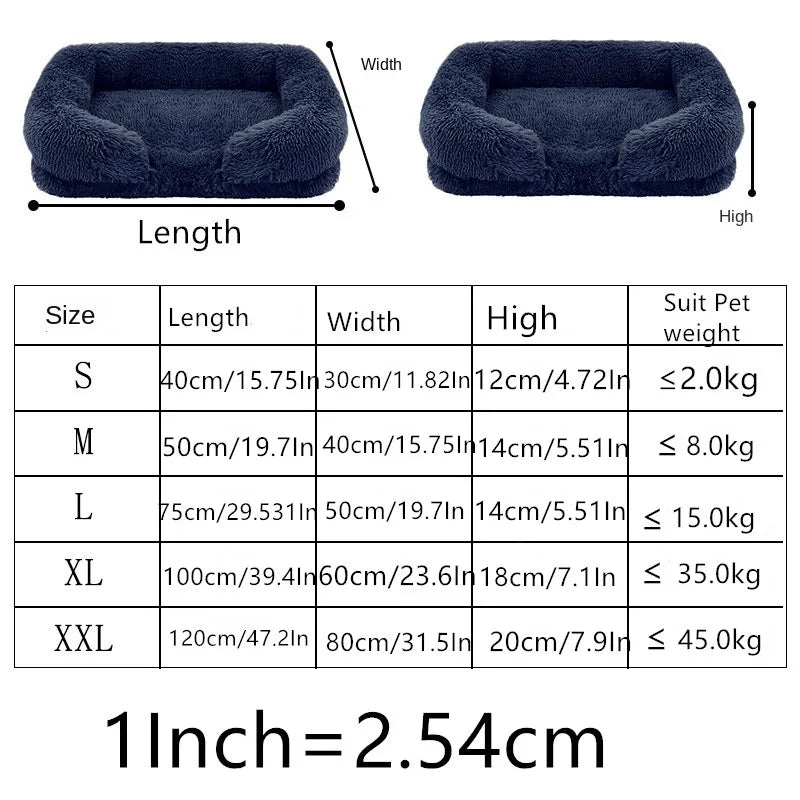 Winter Rectangular Large Dog Beds Washable Plush Fluffy