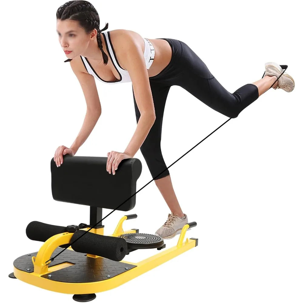 Multi-Function Deep Squat Machine Yellow and Black Home Gym Hip Thrust Machine