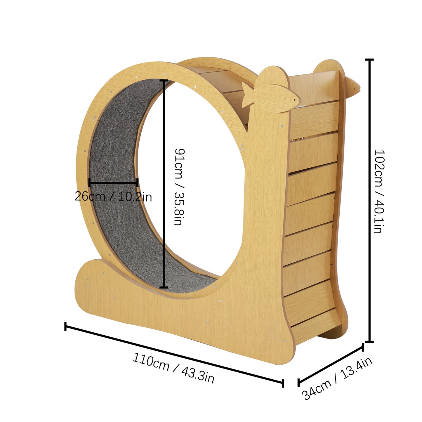 Cat Sports Wheel Large Wooden Cat Treadmill Running Wheel Cat Toy 110 * 34 * 102cm