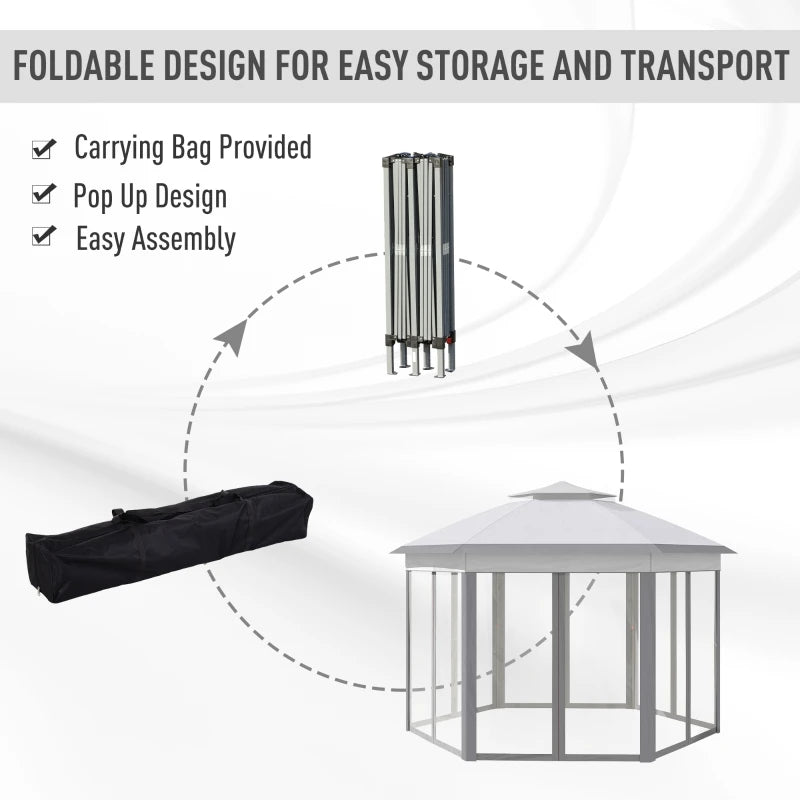 13' Pop Up Gazebo Hexagonal Canopy - TotalWellnessMarketplace