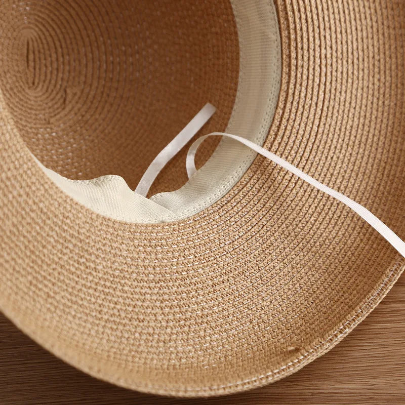 Summer Orange White Big Brim Bucket Hat