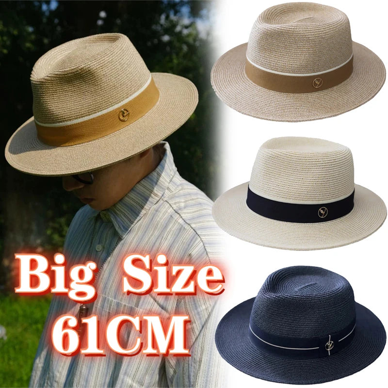 Big Size 61cm Wide Brim Beach Sun Hat Men Women