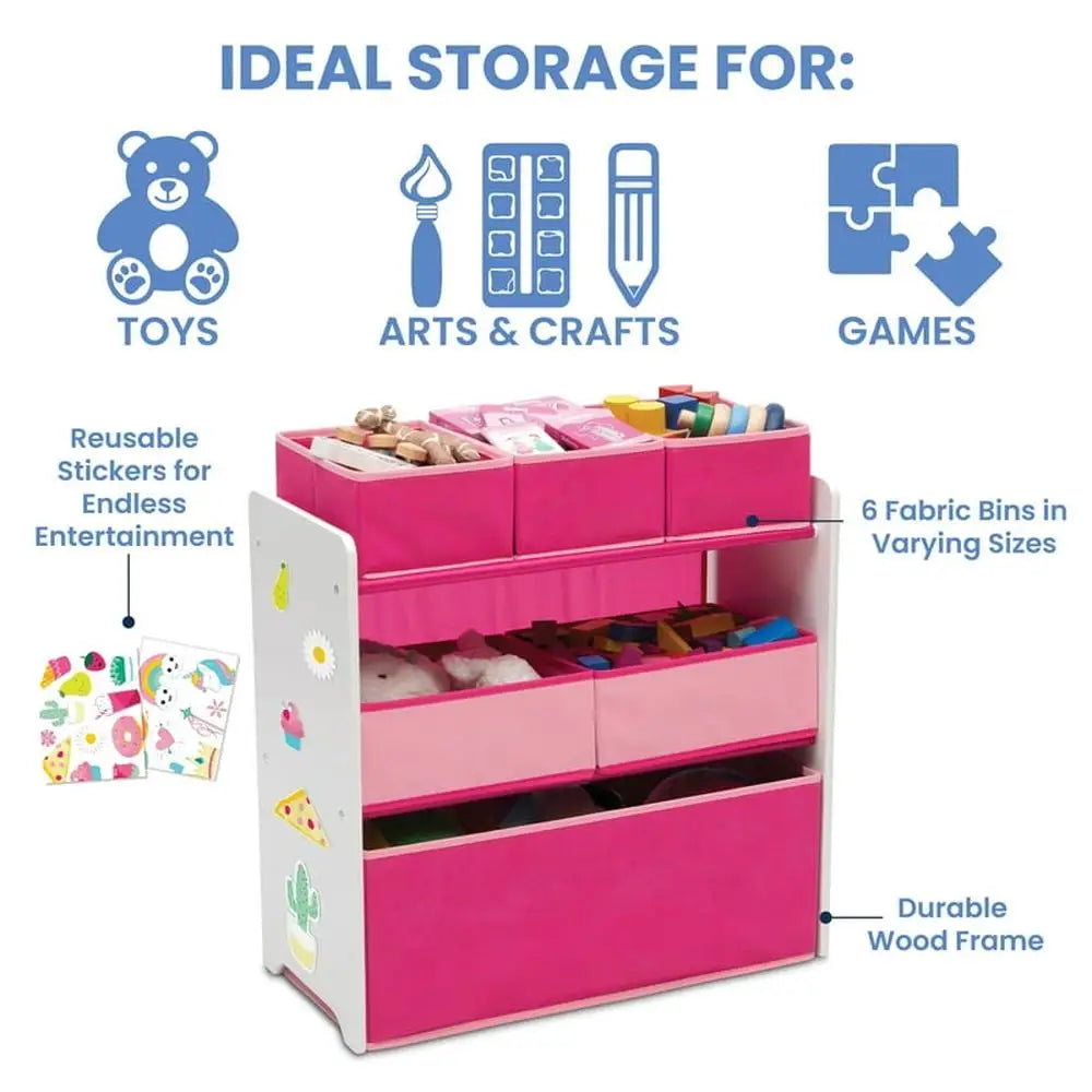 Kids 6-Bin Toy Organizer with Colorblock Design