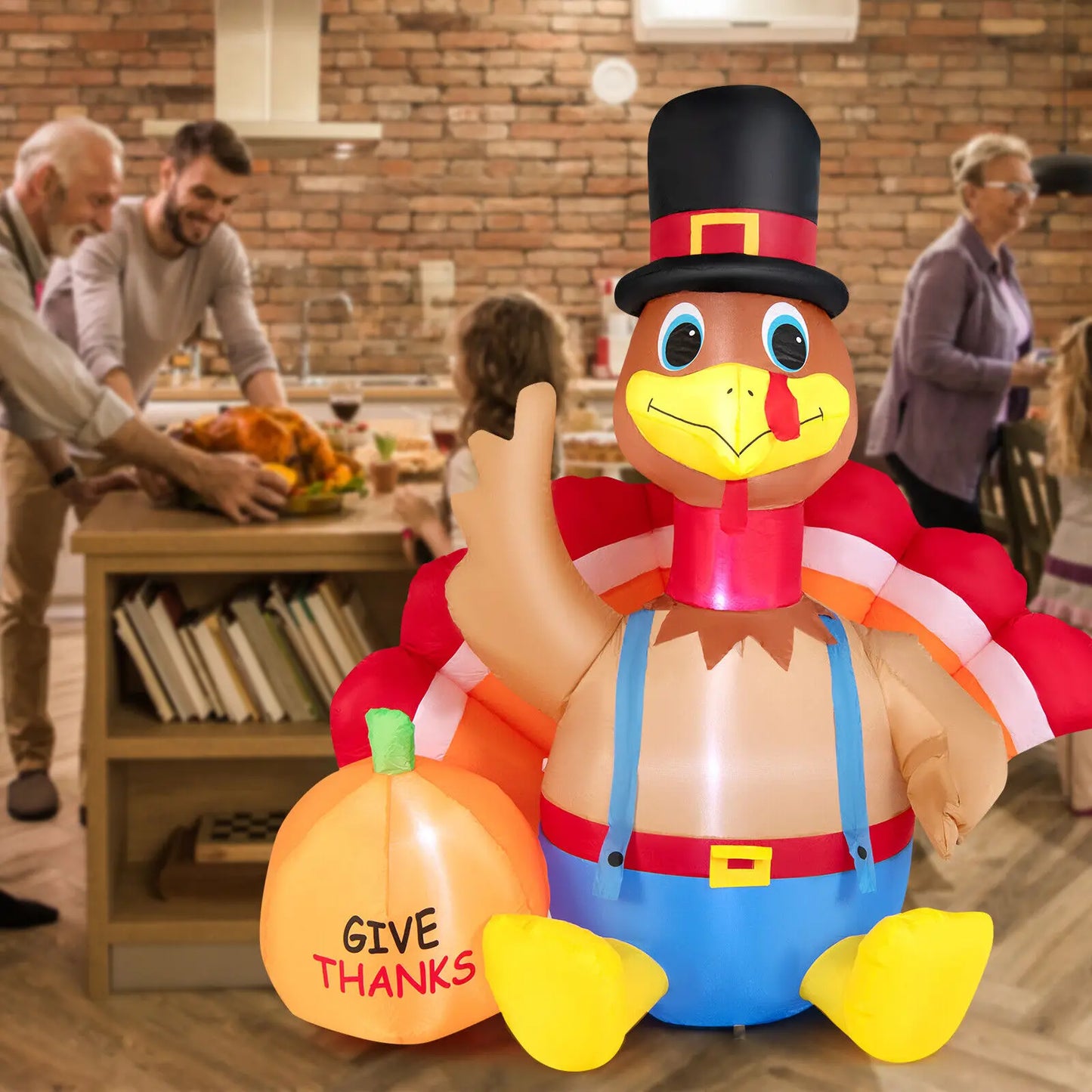 Costway 6 FT Thanksgiving Inflatable Turkey with Pumpkin