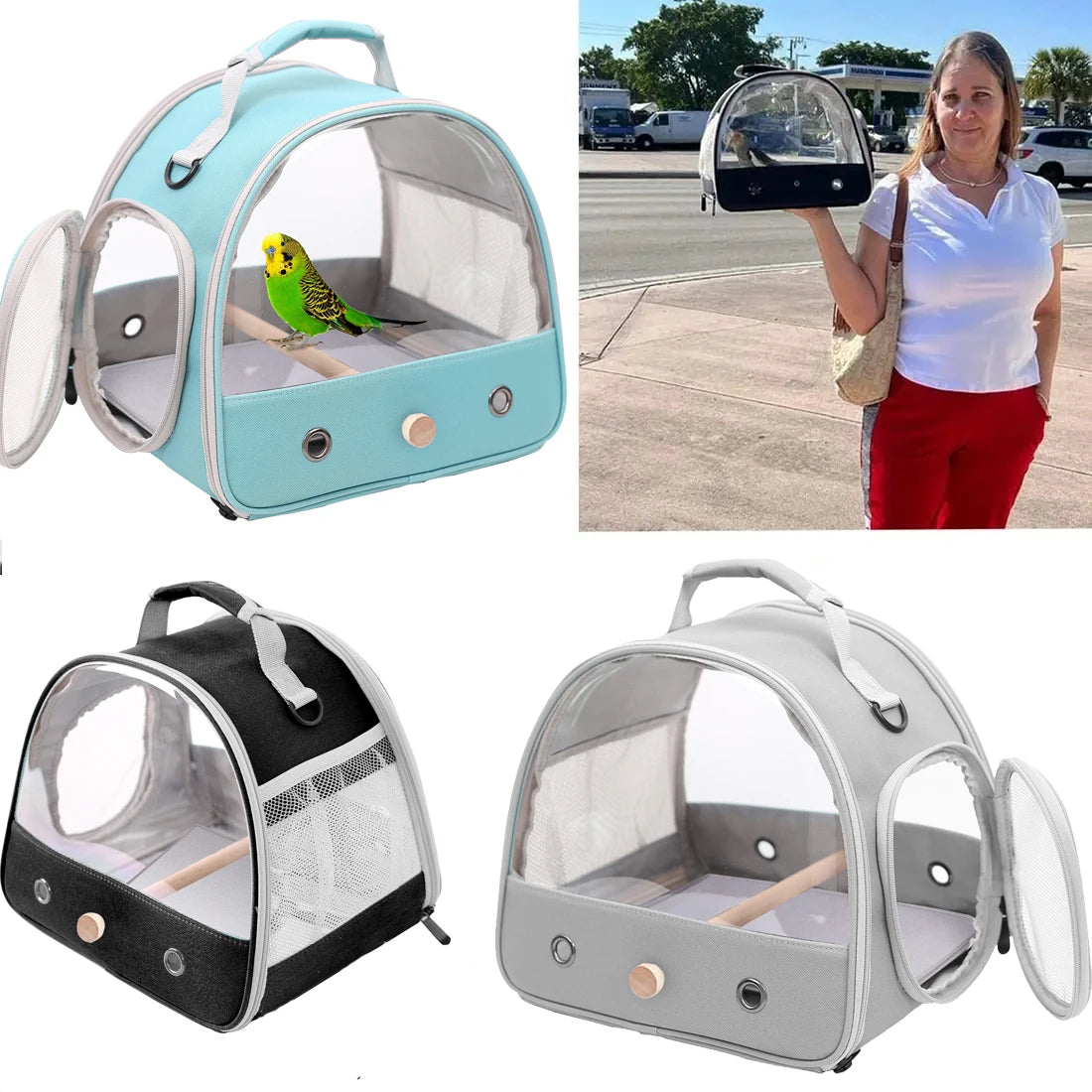 Portable Clear Bird Parrot Transport Cage