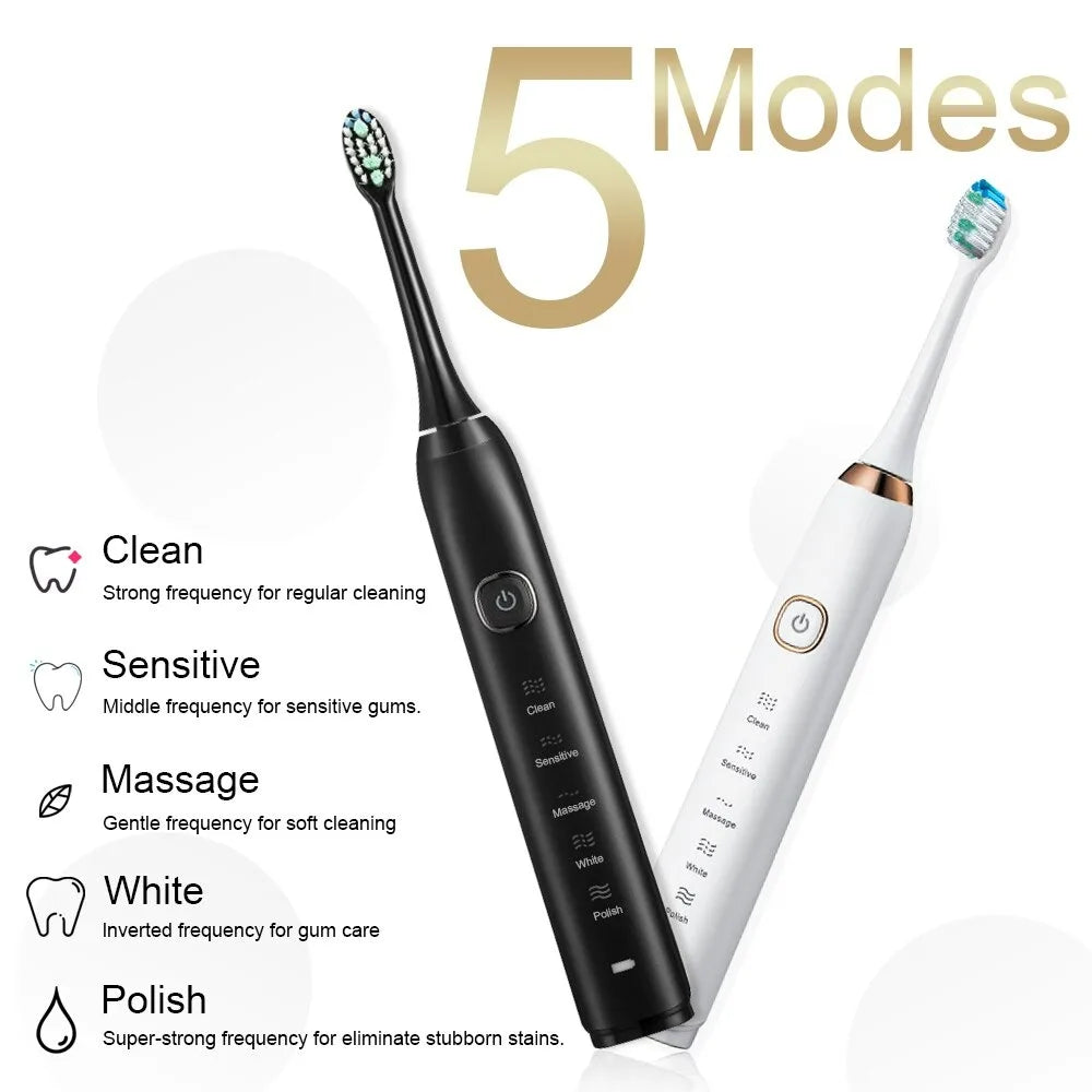 Smart Sonic Electric Toothbrush Ultrasound IPX7 Rechargeable