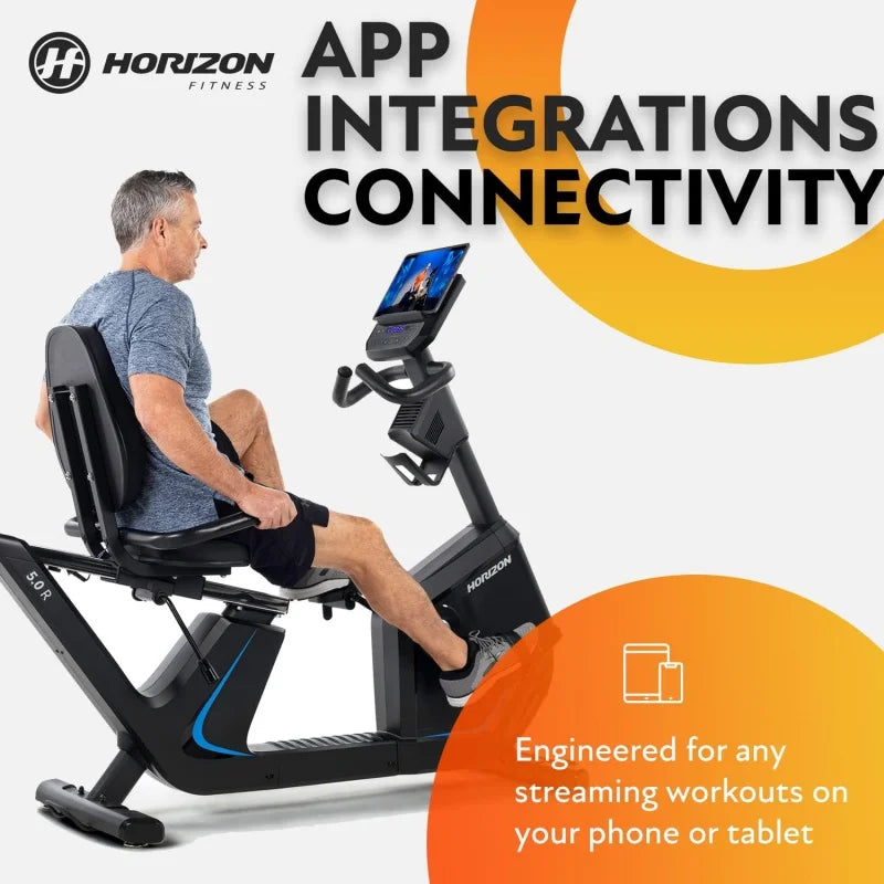 Horizon Fitness 5.0R Recumbent Bike, Cardio, Magnetic Resistance Cycling with Bluetooth