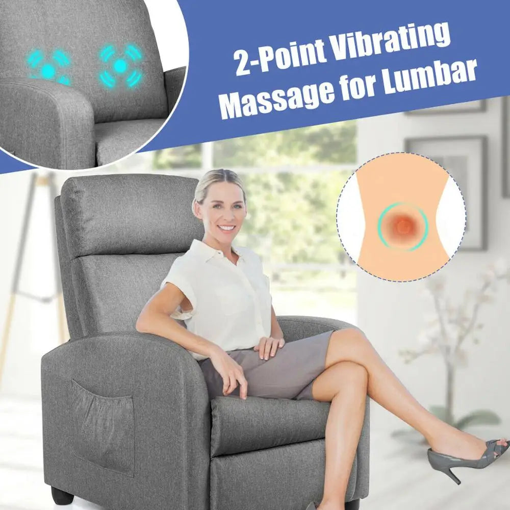 Massage Recliner Chair Single Sofa Fabric Padded Seat