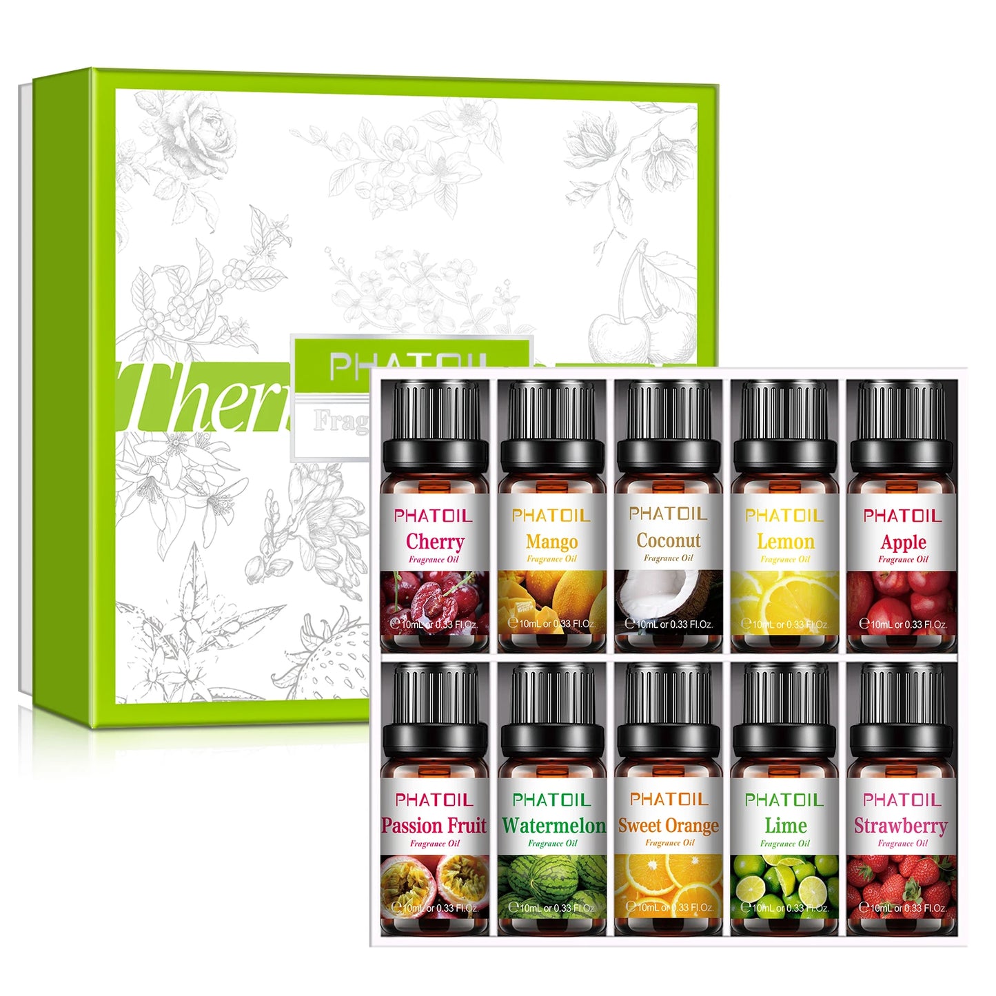 Phatoil 10pcs Gift Box Fruit Fragrance Essential Oils