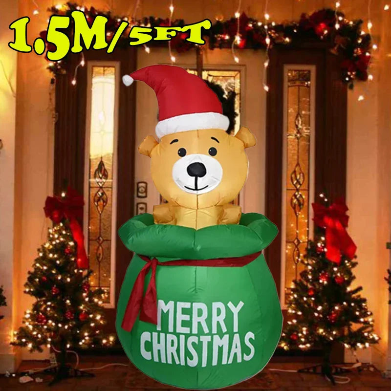 1.8m Christmas Decoration Inflatable Toy Gift Snowman Penguin Built-in LED Lights