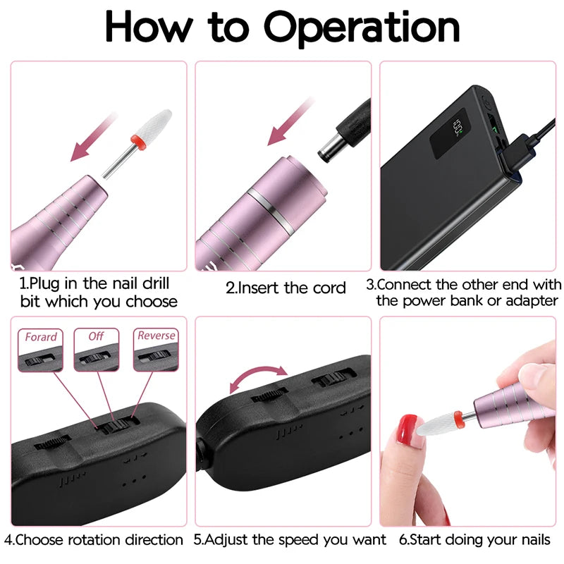 30000RPM USB Nail Drill Machine For Acrylic Nail Gel Polish