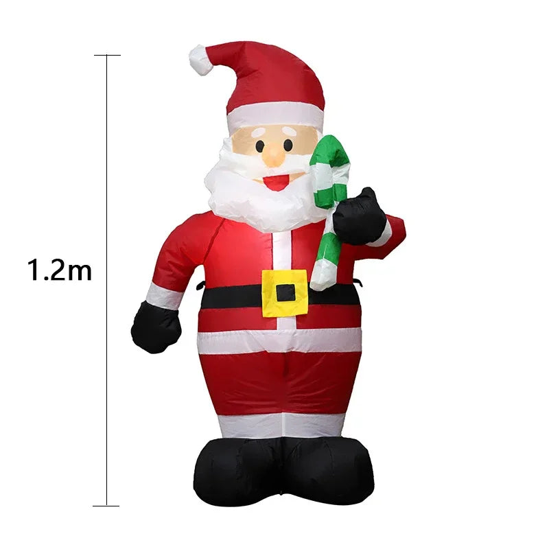 1.2M Christmas Decoration Crutch Santa Claus Inflatable Toy with LED Lights