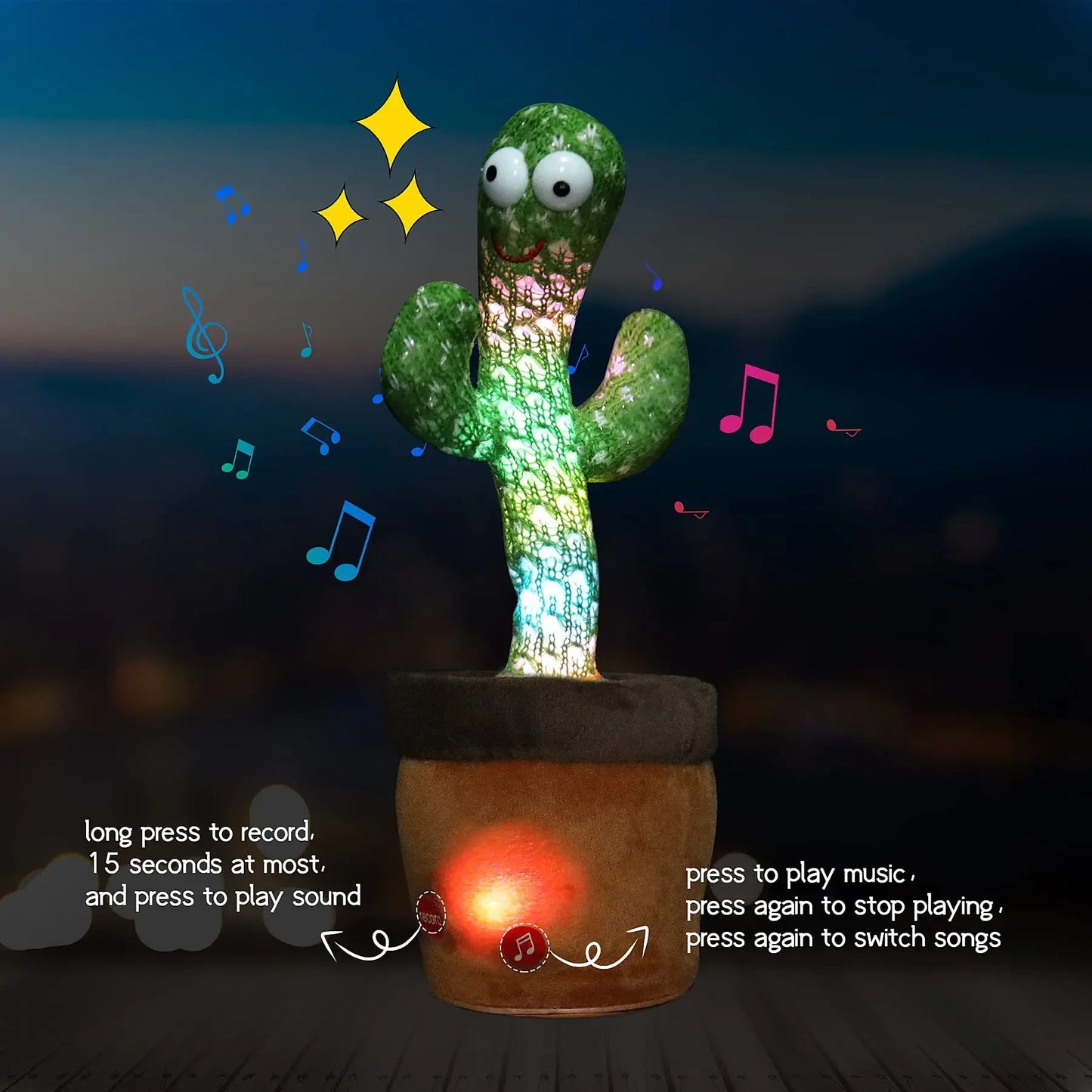 Rechargeable Dancer Cactus Glowing Dancing Electronic Plush Toys