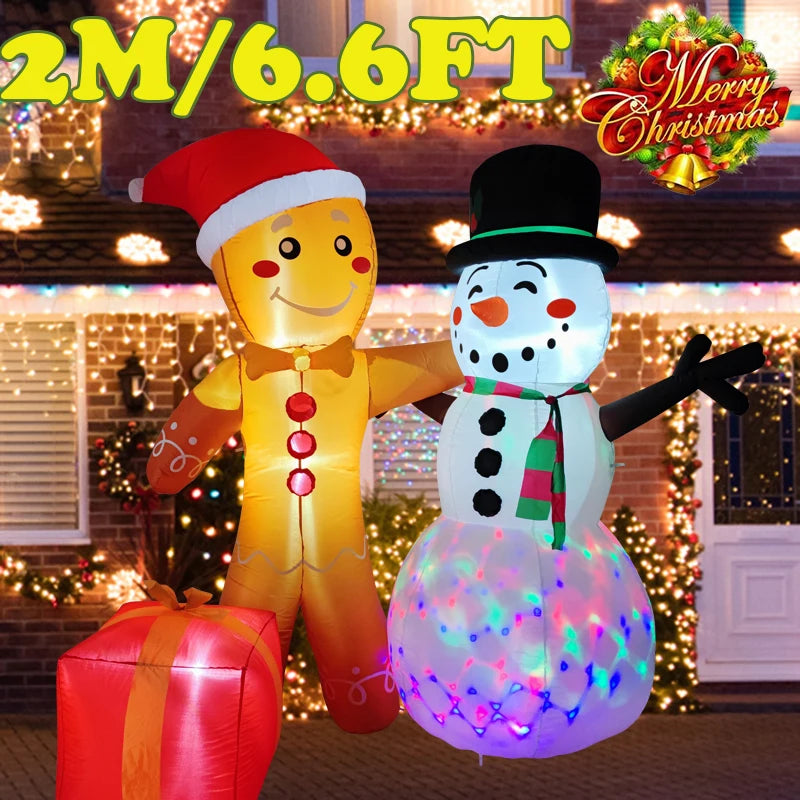 1.8m Christmas Decoration Inflatable Toy Gift Snowman Penguin Built-in LED Lights