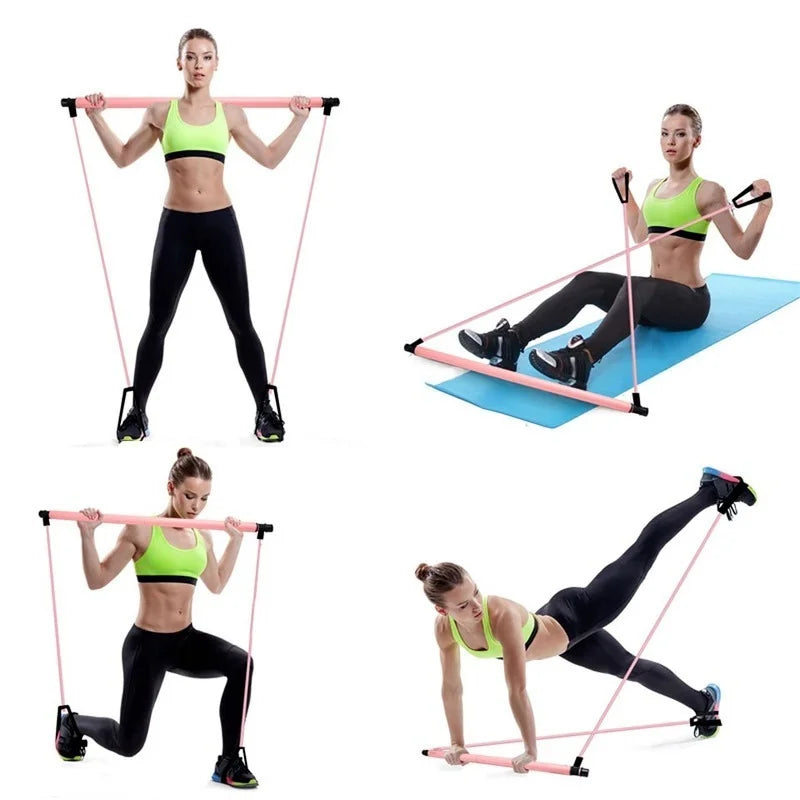 New Fitness Yoga Pilates Bar Stick Crossfit Resistance Bands Trainer