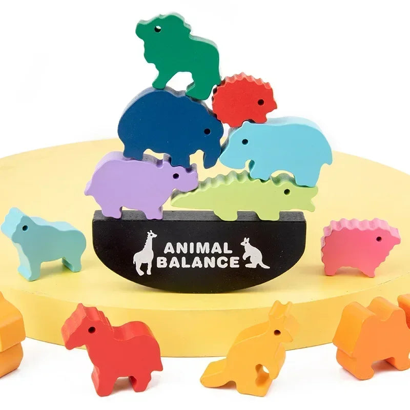 Dinosaur Stacked Wooden Toys Balance Block Matching Game Logical Thinking