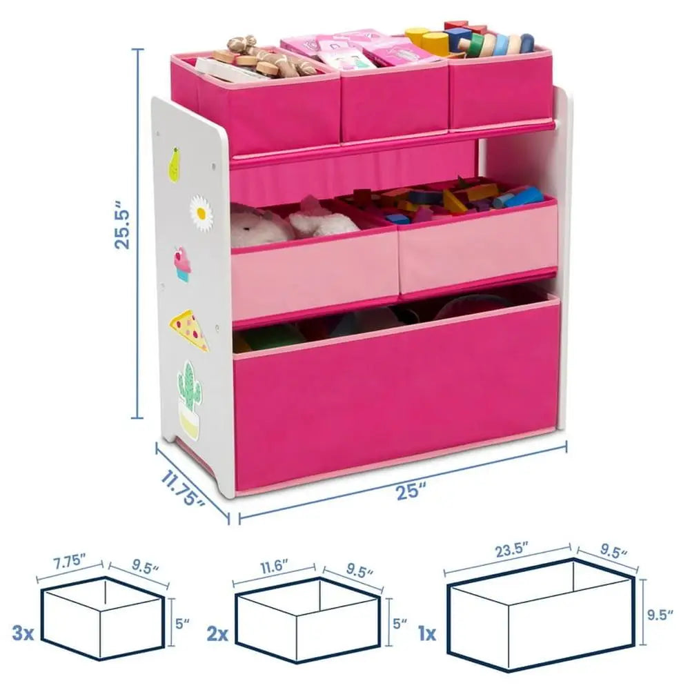 Kids 6-Bin Toy Organizer with Colorblock Design