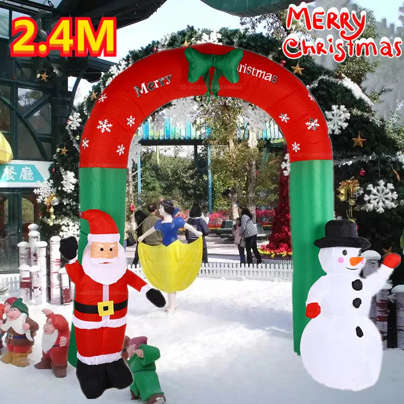 2.4M/8FT Christmas Inflatable Arch Model Built-In LED Lights