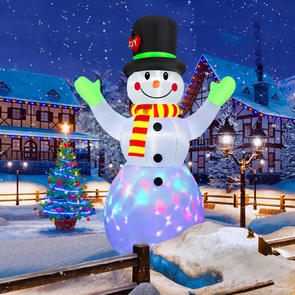 2.2M Christmas Snowman Inflatable Model Rotate LED Light Green Glove