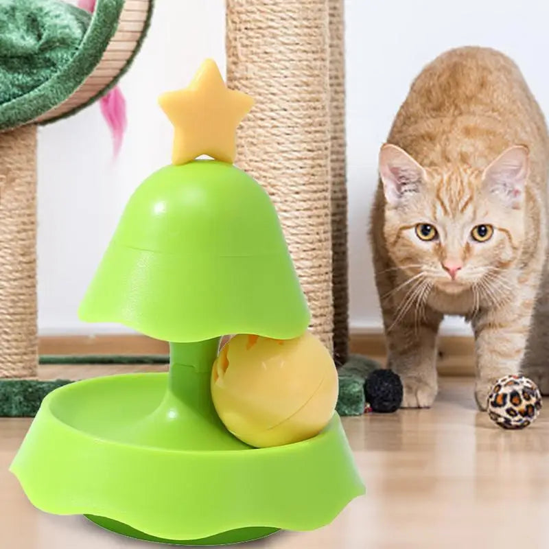 Turntable Cat Ball Toy Cat Teaser Toys Christmas Tree Rolle