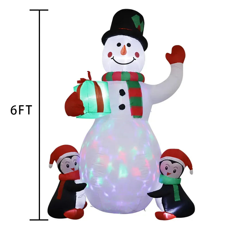 1.8m Christmas Decoration Inflatable Toy Gift Snowman Penguin Built-in LED Lights