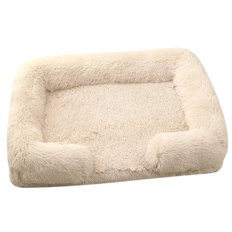 Winter Rectangular Large Dog Beds Washable Plush Fluffy