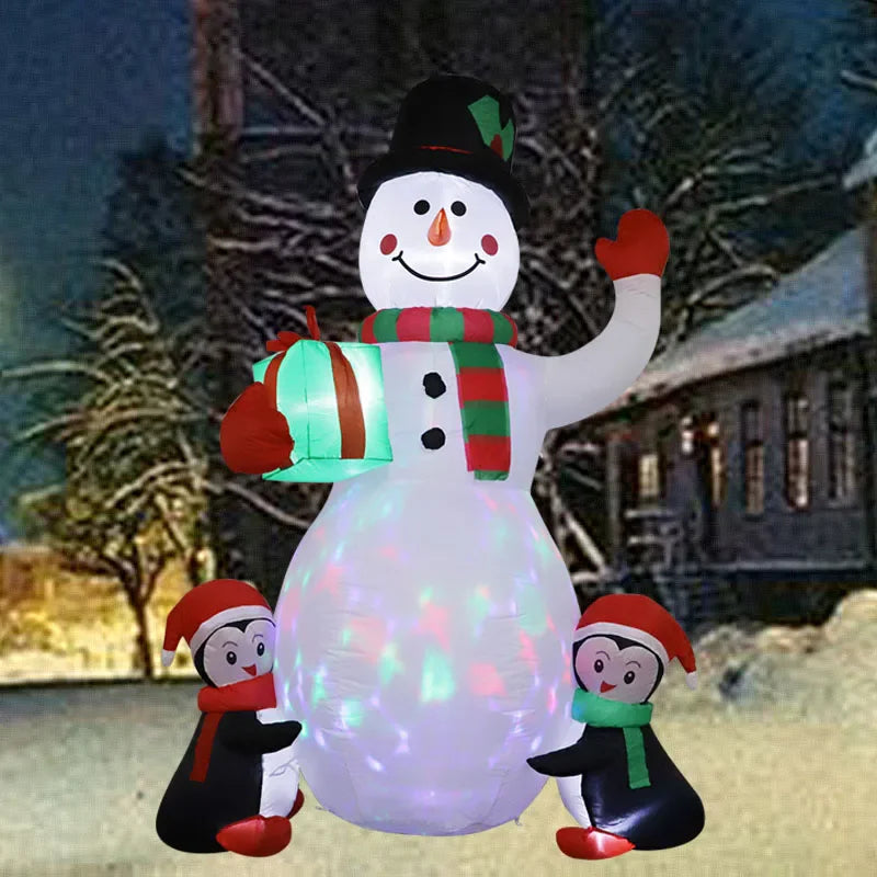 1.8m Christmas Decoration Inflatable Toy Gift Snowman Penguin Built-in LED Lights