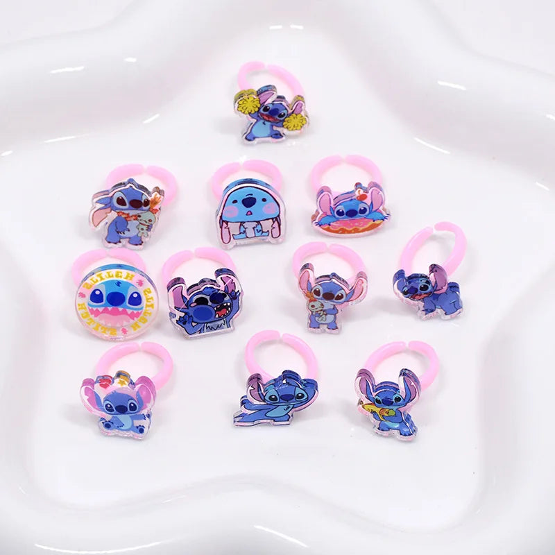 10/20pcs Disney Anime Stitch Ring Kawaii Lilo Stitch Children Acrylic Ring