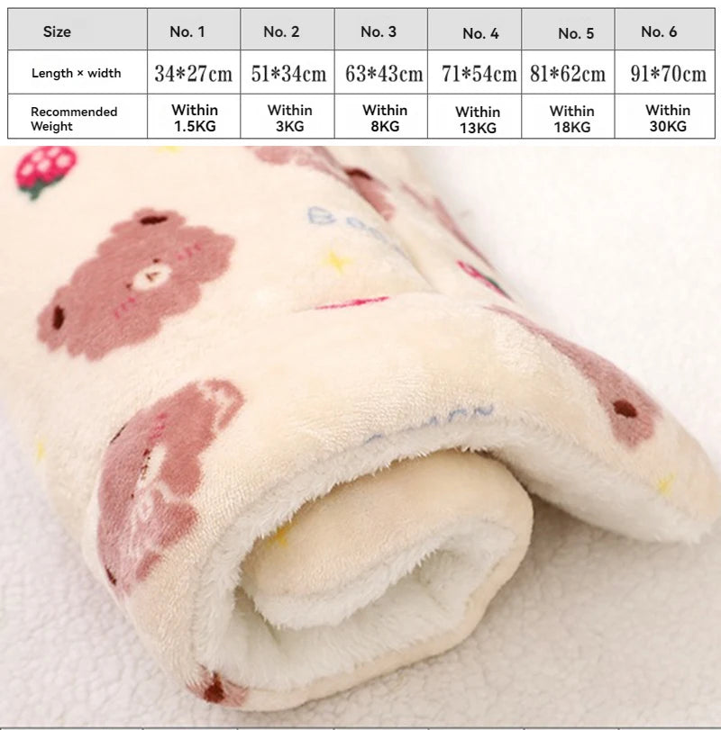 Soft Flannel Pet Mat dog Bed Winter Thicken Warm