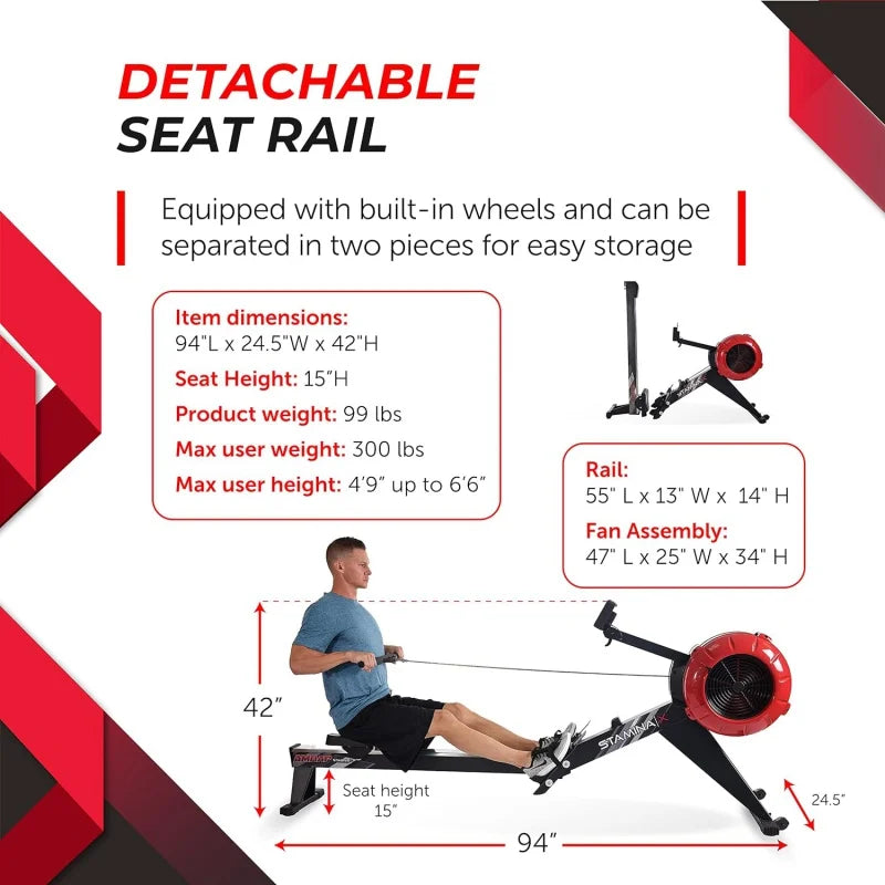 Rower Machine with Smart Workout App - Foldable Rowing Machine with Dynamic Air Resistance