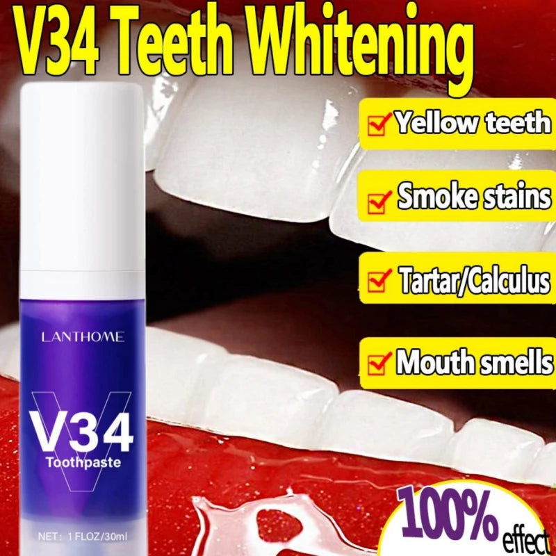 V34 Pro Purple Corrector Teeth Whitening Toothpaste