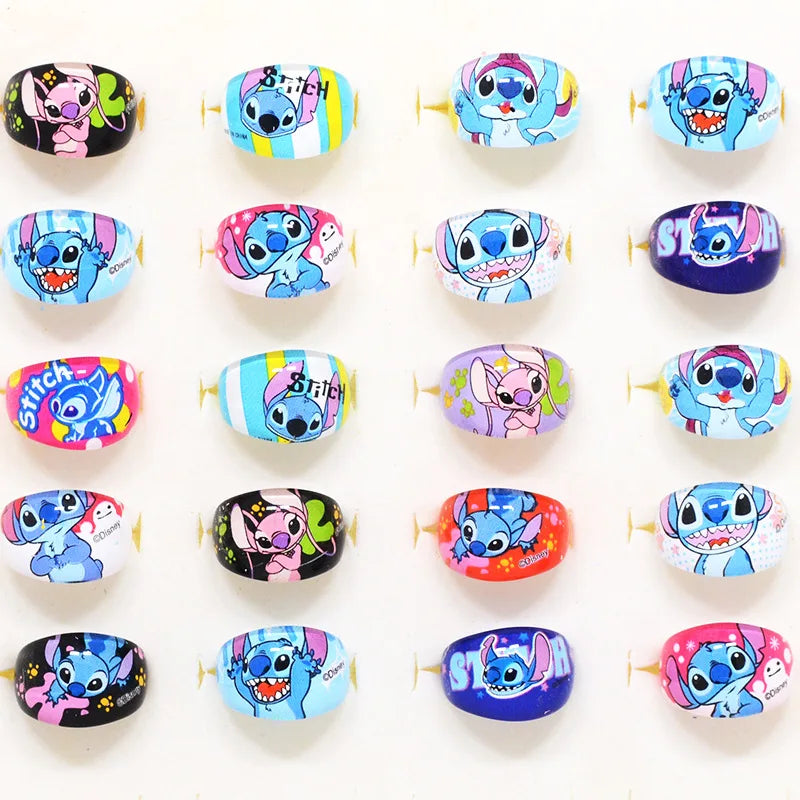 10/20pcs Disney Anime Stitch Ring Kawaii Lilo Stitch Children Acrylic Ring