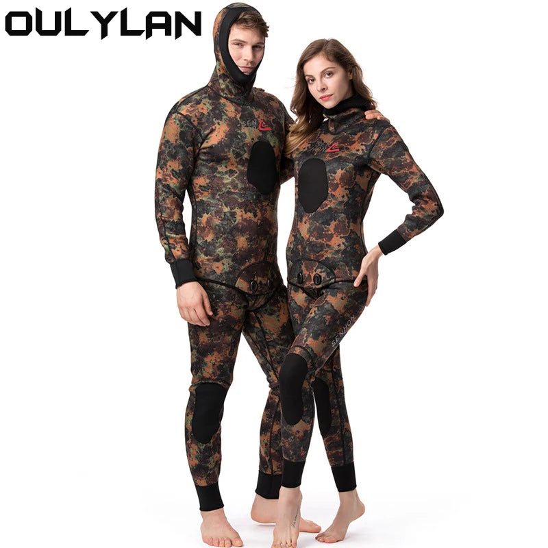 Oulylan 2 Pieces Wetsuit Men 5mm 7mm Neoprene