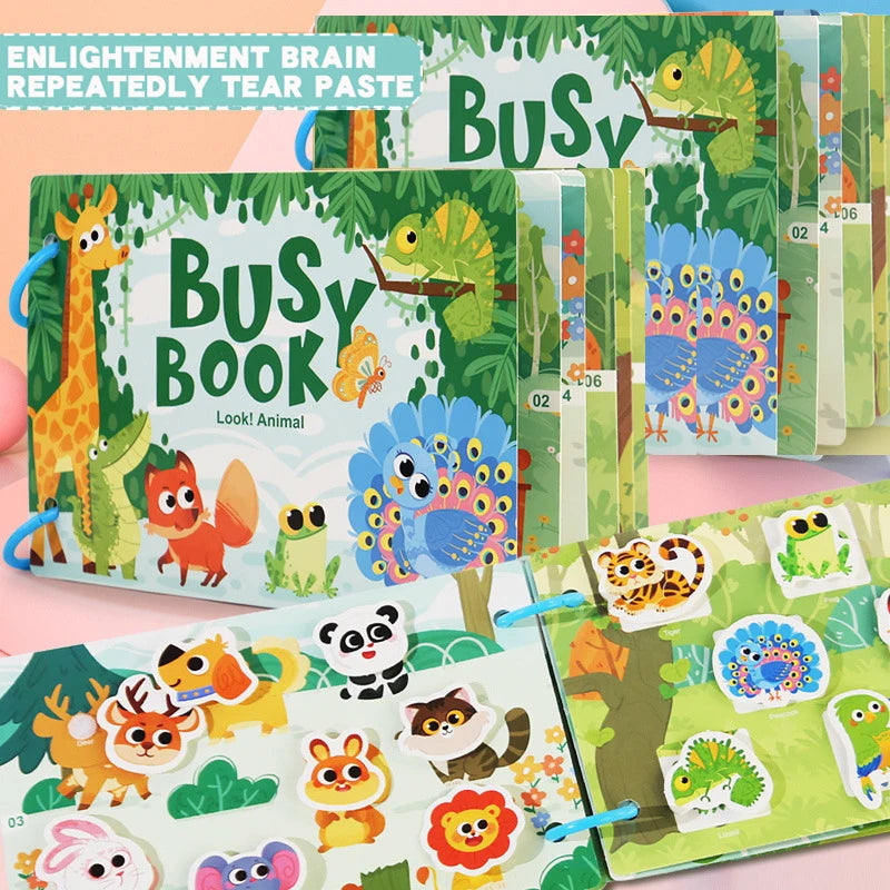 Montessori Baby Busy book My First Quiet Book Paste Early Learning Education Toy