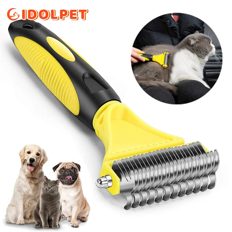 Pets Stainless Steel Grooming Brush Two-Sided Shedding