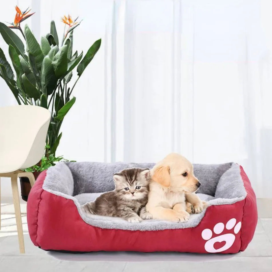 Large Pet Cat Dog Bed Square Plush Kennel Summer Washable