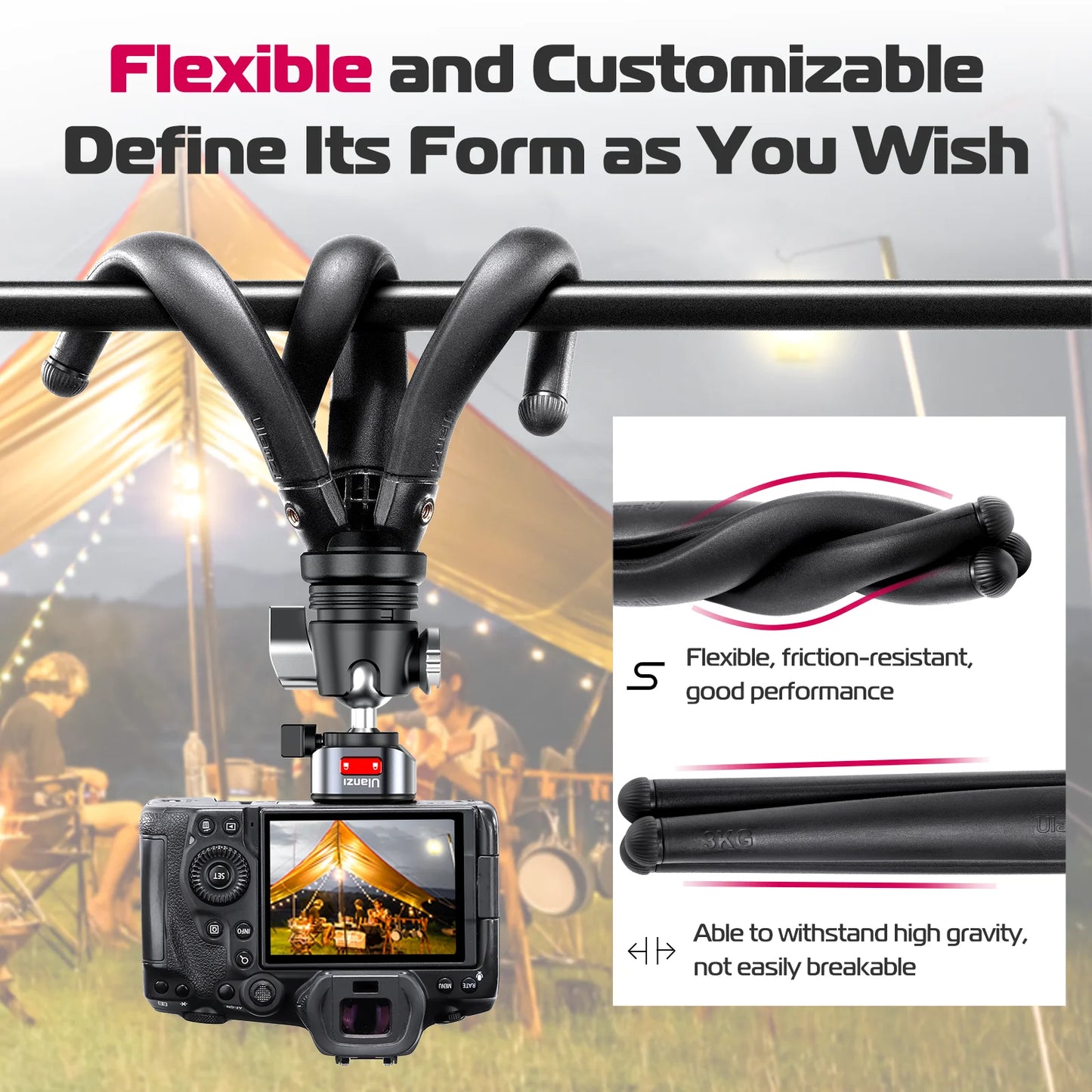 MT-68 Mini Flexible Tripod Stand for Camera DSLR Smartphone