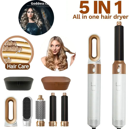 5 in 1 Hair Dryer Hot Comb Set Professional Curling Iron