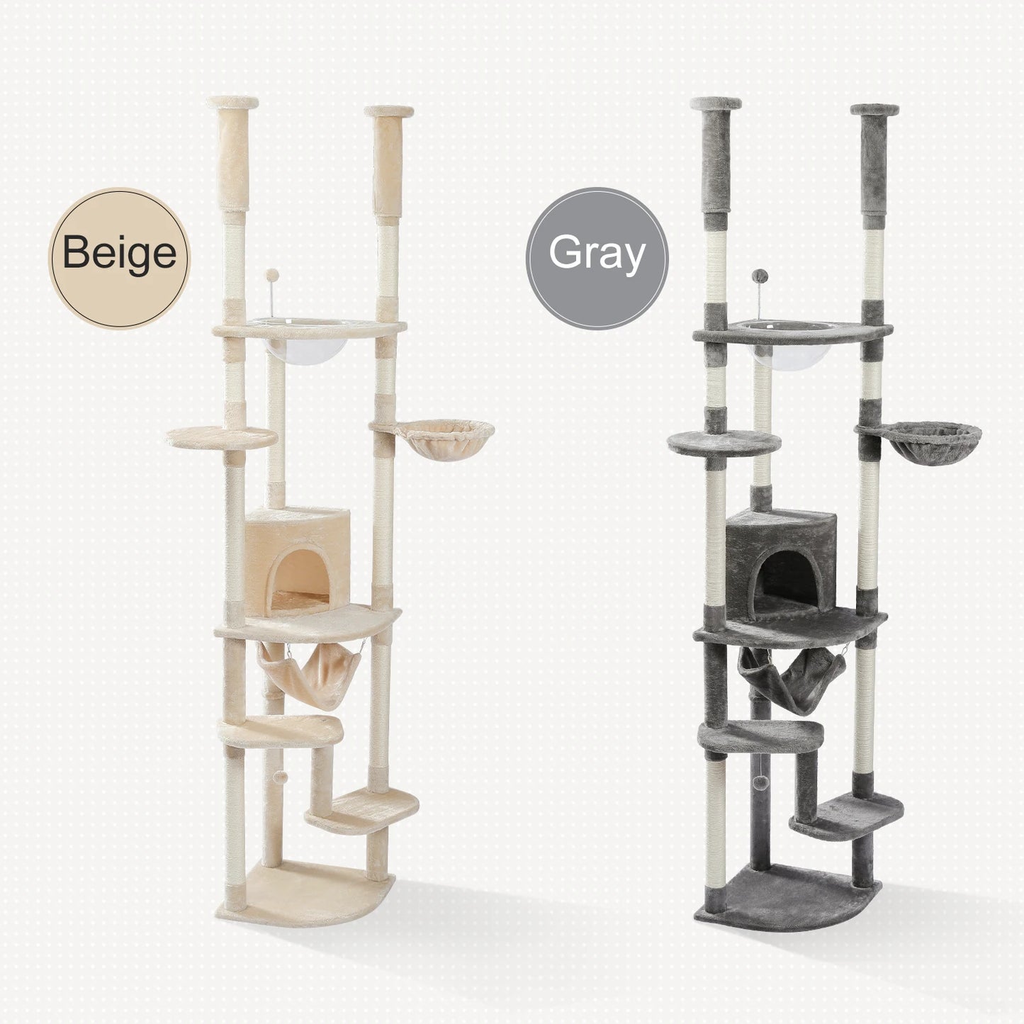 Adjustable 236-258cm Height Cat Tree with Condo