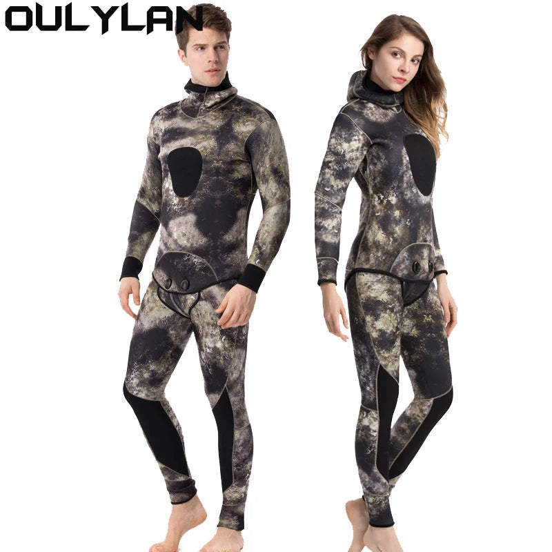 Oulylan 2 Pieces Wetsuit Men 5mm 7mm Neoprene