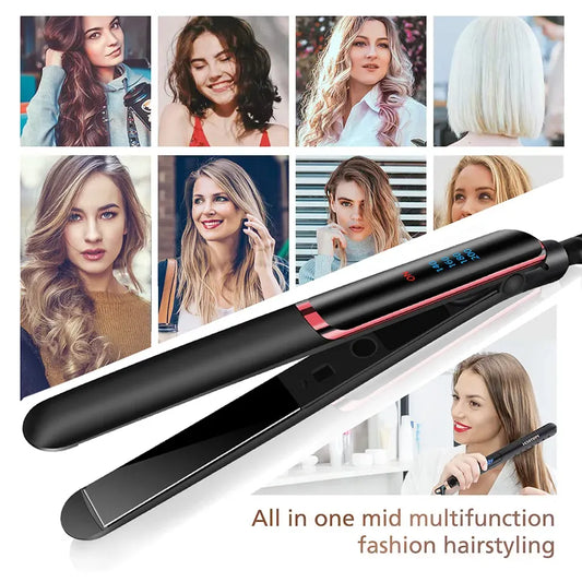 2 In 1 Portable Hair Straightener Flat Irons Straight And Curly Hair