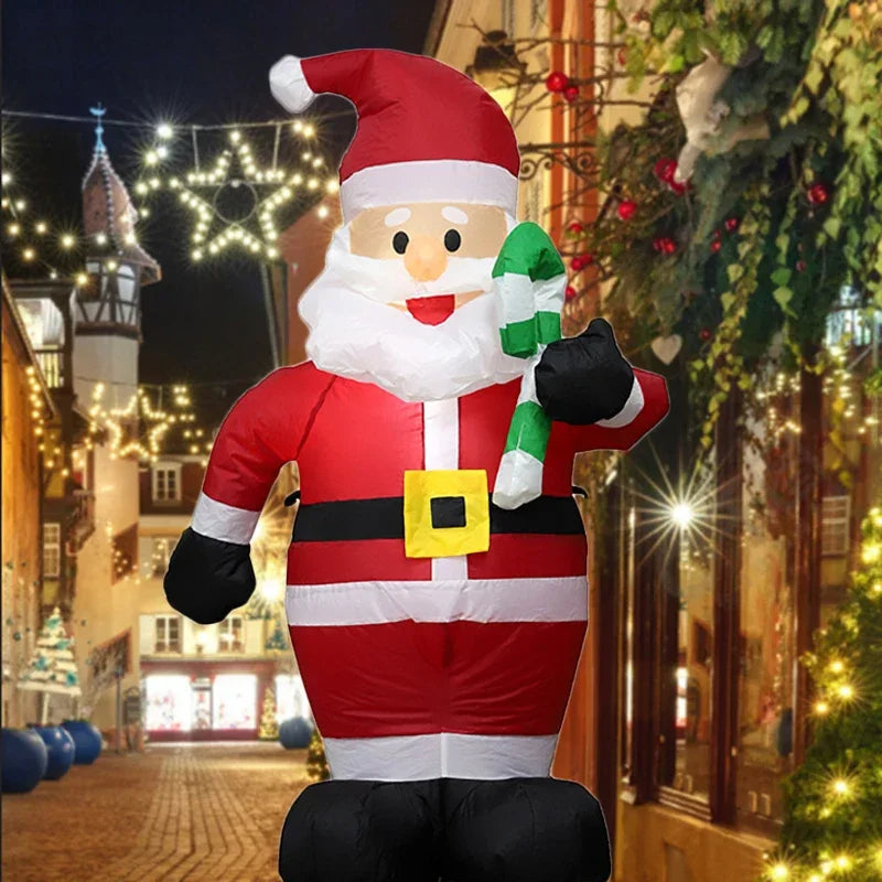 1.2M Christmas Decoration Crutch Santa Claus Inflatable Toy with LED Lights