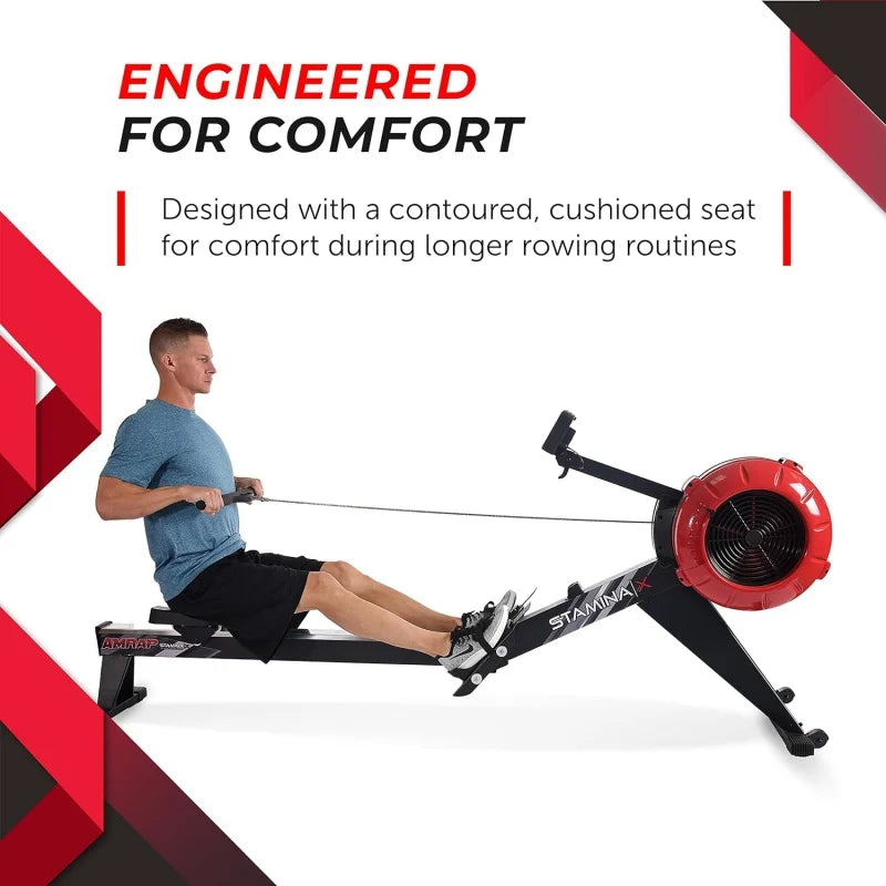 Rower Machine with Smart Workout App - Foldable Rowing Machine with Dynamic Air Resistance