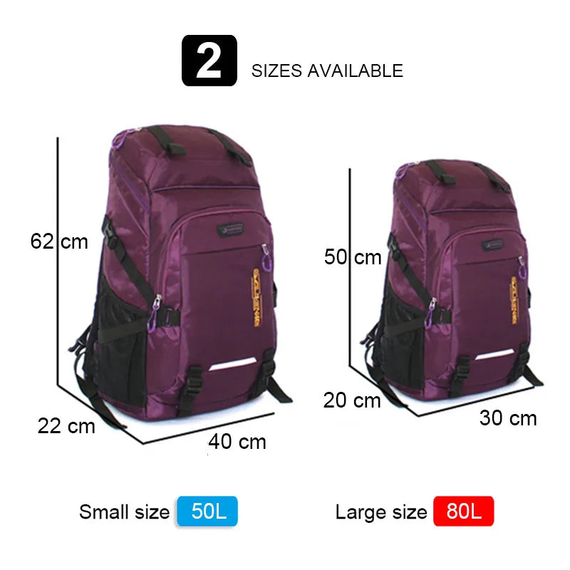 80L 50L Outdoor Backpack Men's Women's Travel Luggage Rucksack Sports Climbing Camping Hiking