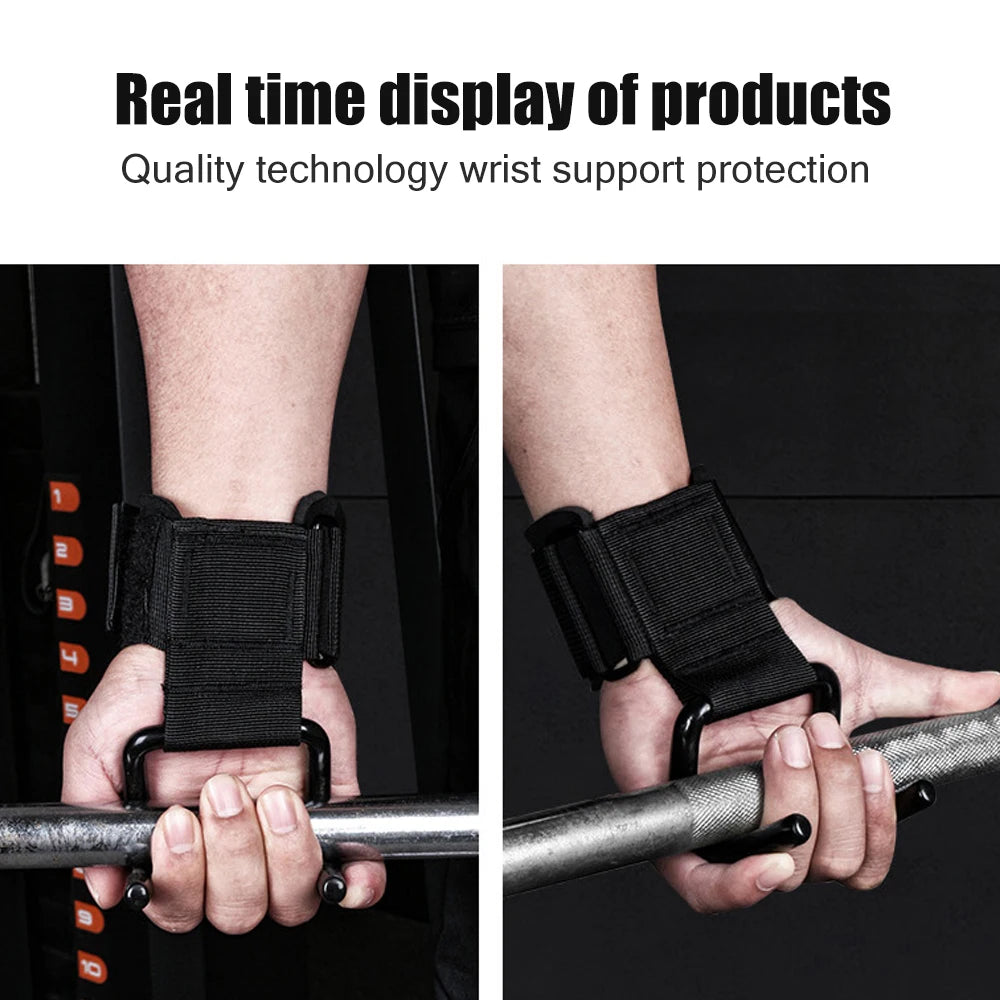 1Pair Adjustable Weight Lifting Hook Wristband Gloves - TotalWellnessMarketplace