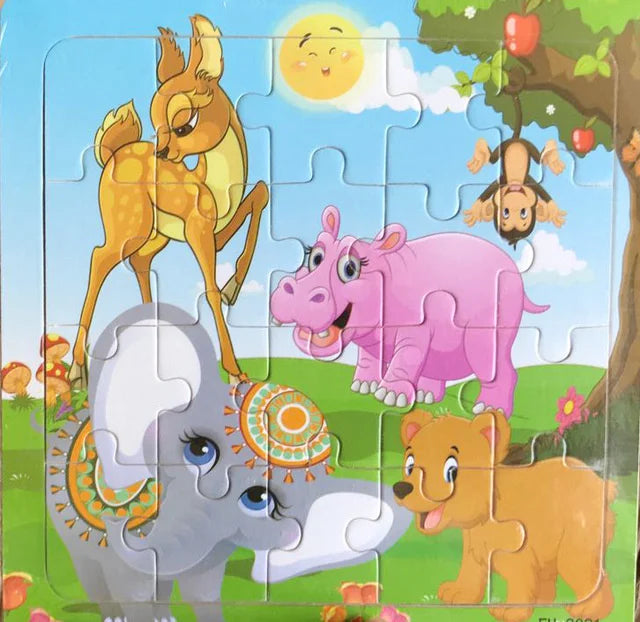 New 20 Piece Wooden 3d Puzzle Cartoon Animal Vehicle Jigsaw Puzzle