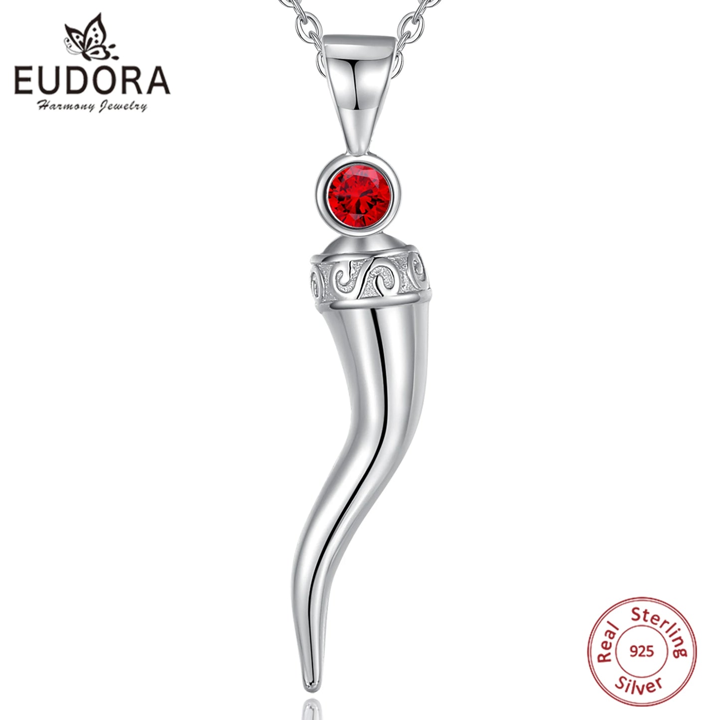 Eudora 925 Sterling Silver Italian Horn Pendant